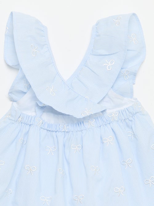 Vestido con tirantes con volantes y bordados - Kiabi