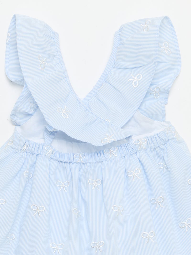 Vestido con tirantes con volantes y bordados Azul - Kiabi