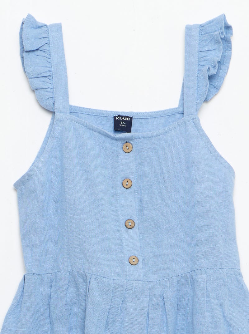 Vestido con tirantes de volantes Azul - Kiabi