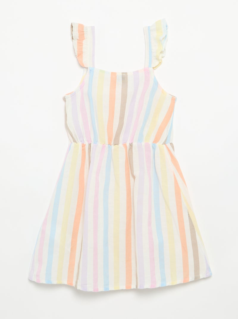 Vestido con tirantes de volantes Blanco - Kiabi