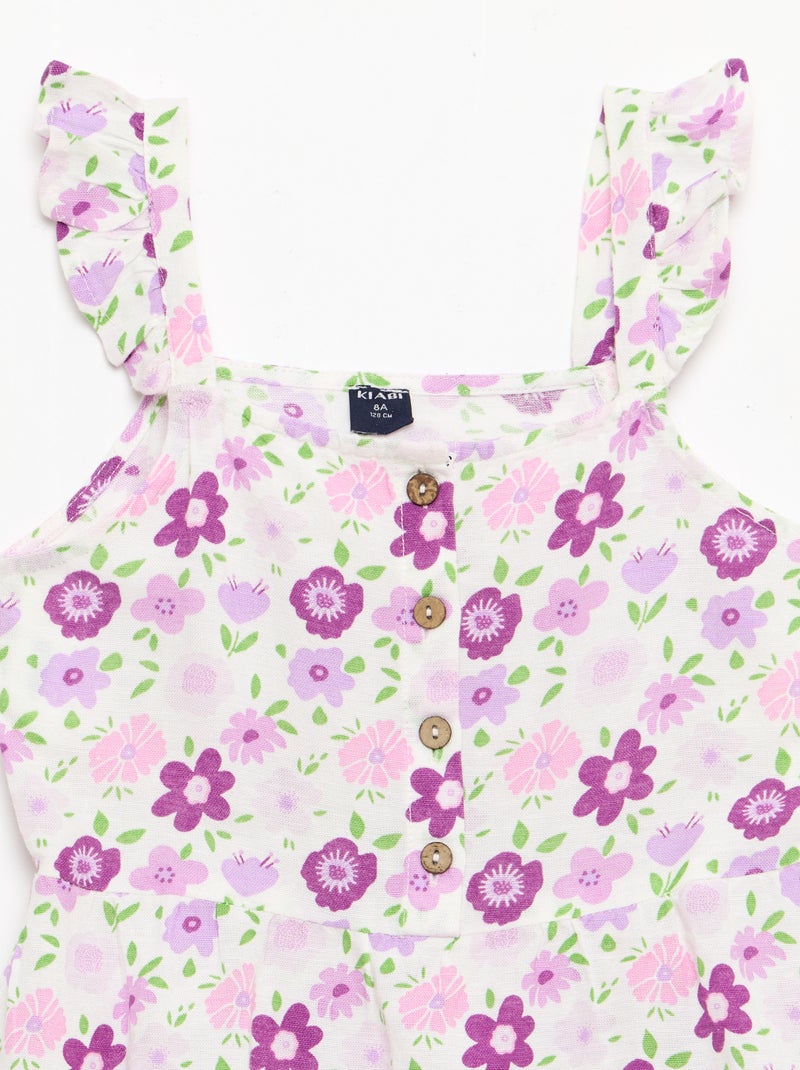 Vestido con tirantes de volantes Blanco - Kiabi