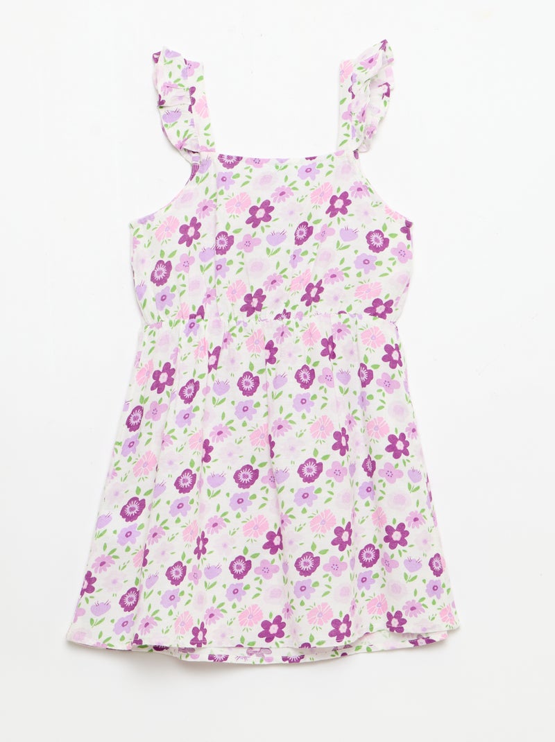 Vestido con tirantes de volantes Blanco - Kiabi