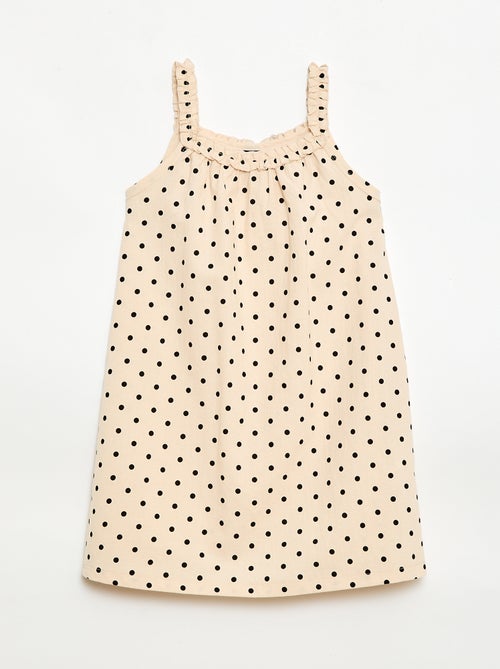 Vestido con tirantes y cuello con volantes - Kiabi