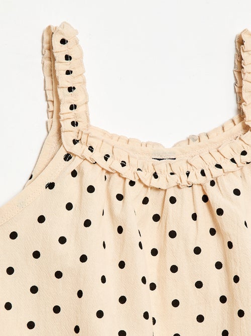 Vestido con tirantes y cuello con volantes - Kiabi