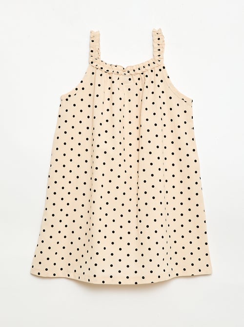 Vestido con tirantes y cuello con volantes - Kiabi