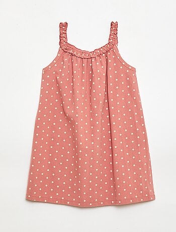 Vestido con tirantes y cuello con volantes