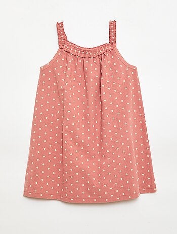 Vestido con tirantes y cuello con volantes