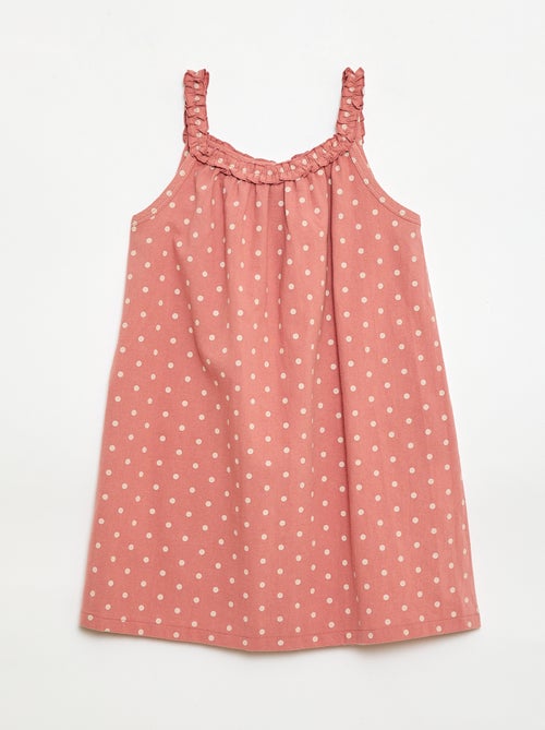 Vestido con tirantes y cuello con volantes - Kiabi