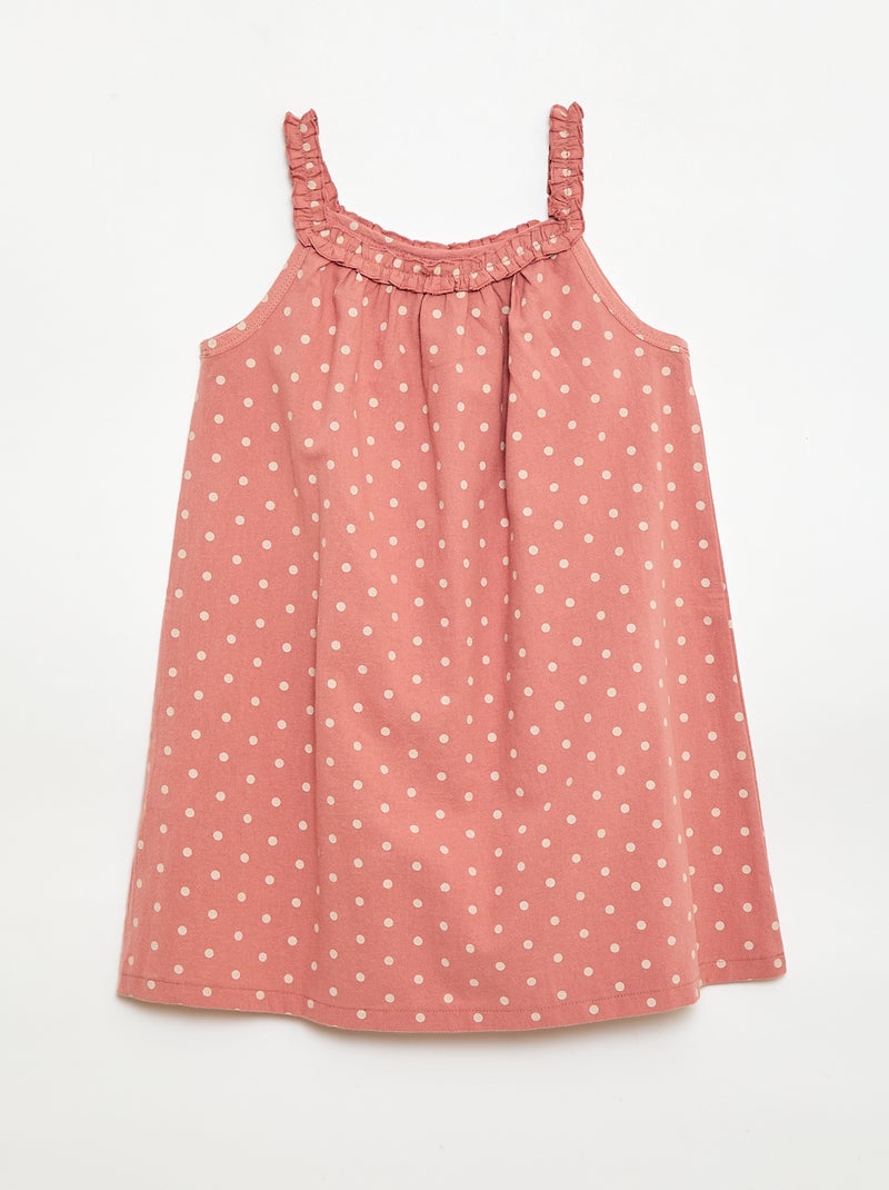 Vestido con tirantes y cuello con volantes Rosa - Kiabi