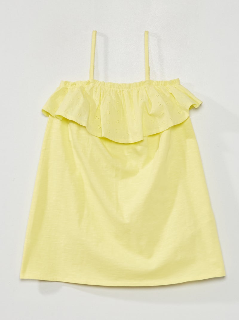 Vestido con volante y bordado AMARILLO - Kiabi