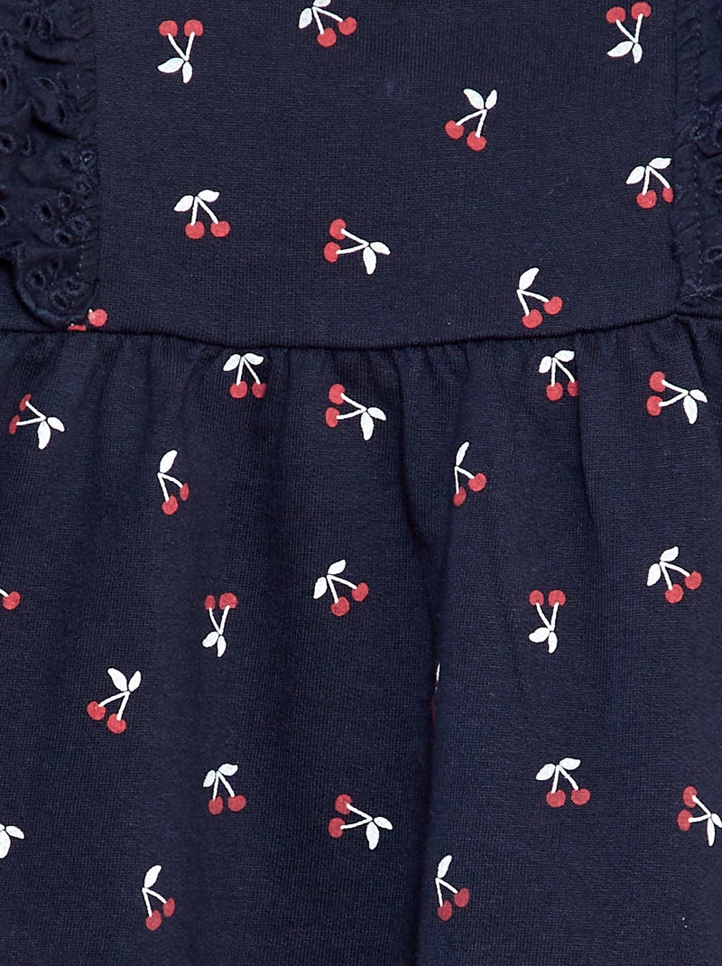 Vestido con volantes de bordado inglés AZUL - Kiabi