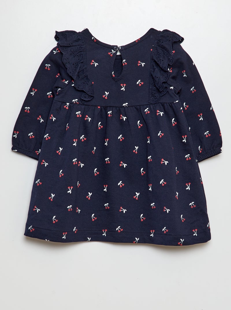 Vestido con volantes de bordado inglés AZUL - Kiabi