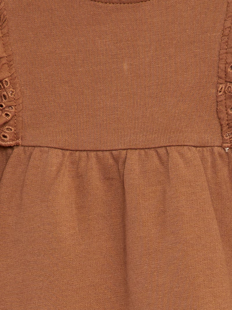 Vestido con volantes de bordado inglés BEIGE - Kiabi