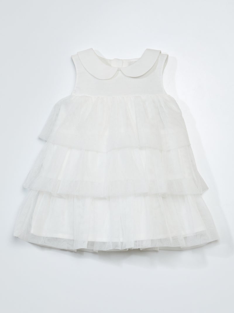Vestido con volantes de tul Blanco - Kiabi