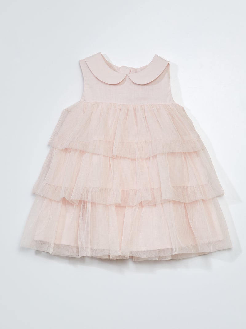 Vestido con volantes de tul ROSA - Kiabi