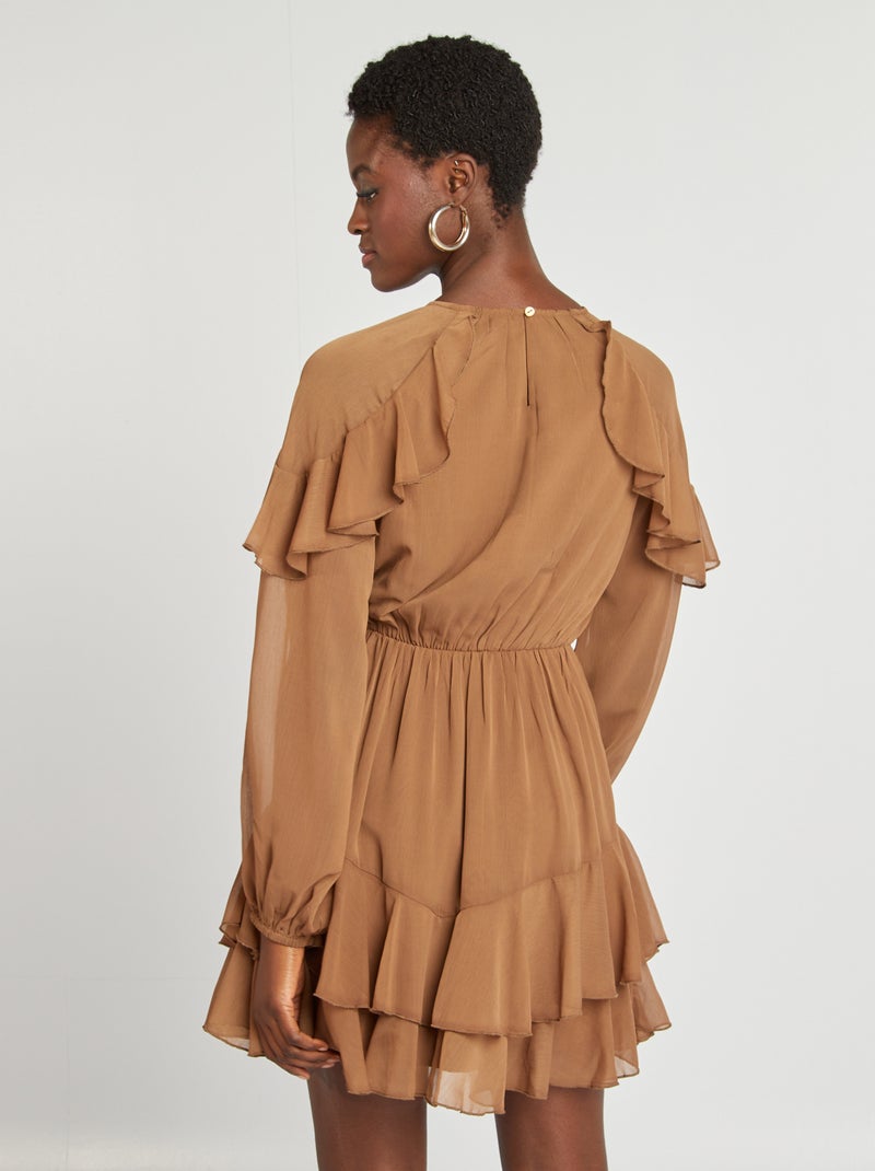 Vestido con volantes MARRON - Kiabi