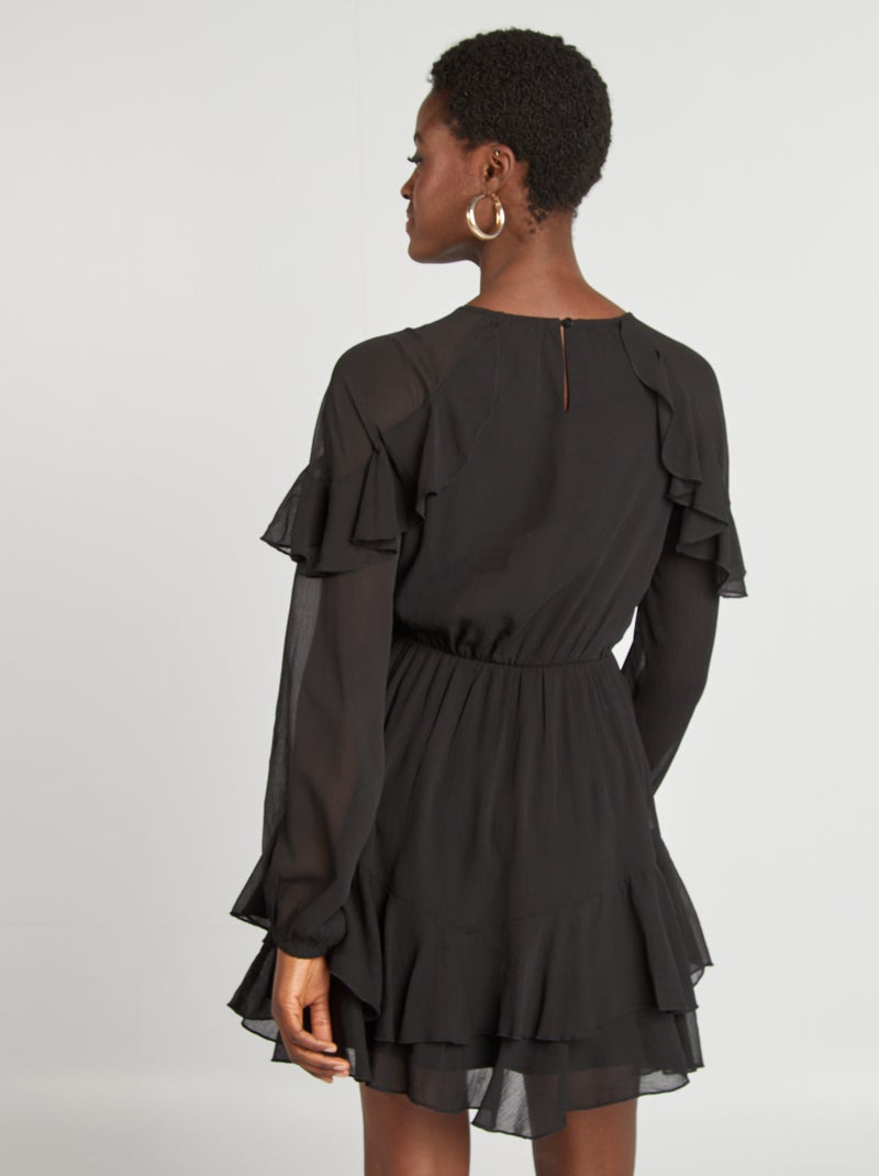 Vestido con volantes negro - Kiabi