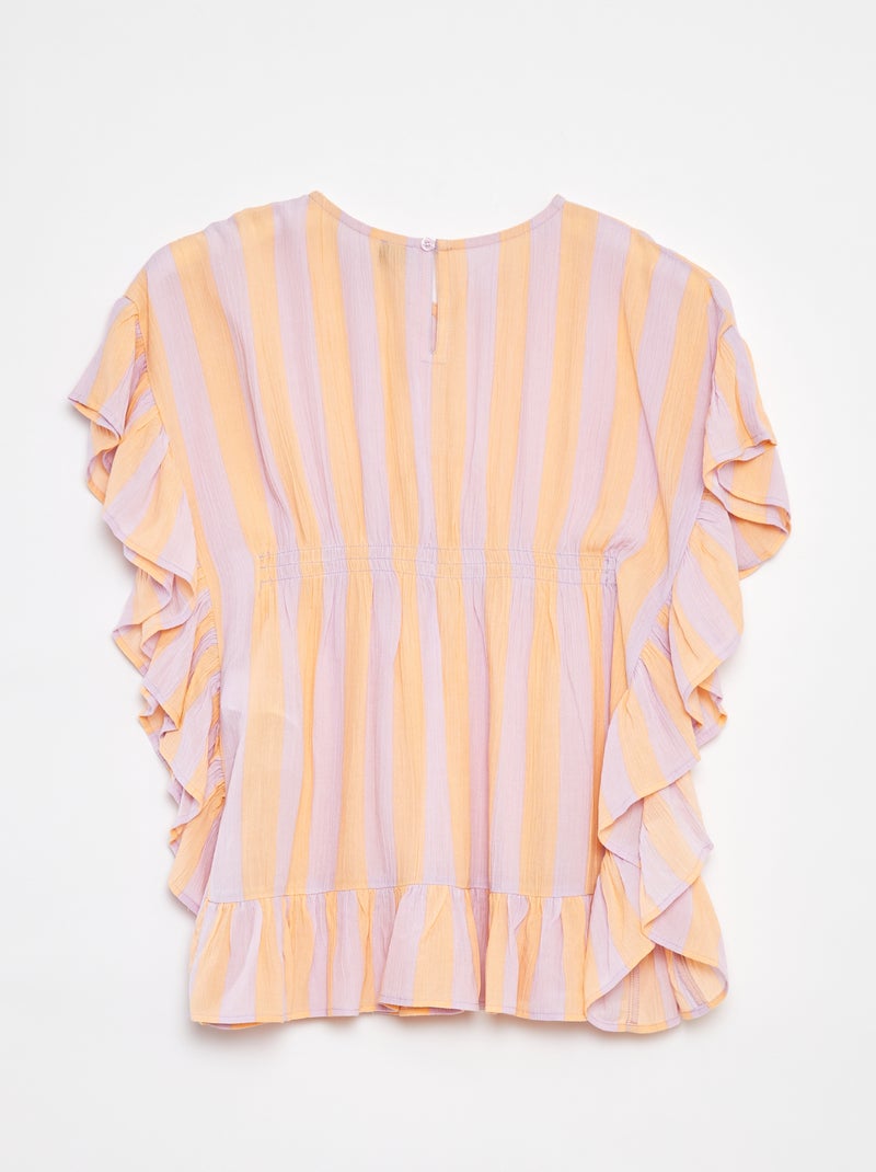 Vestido con volantes y estampado Naranja - Kiabi