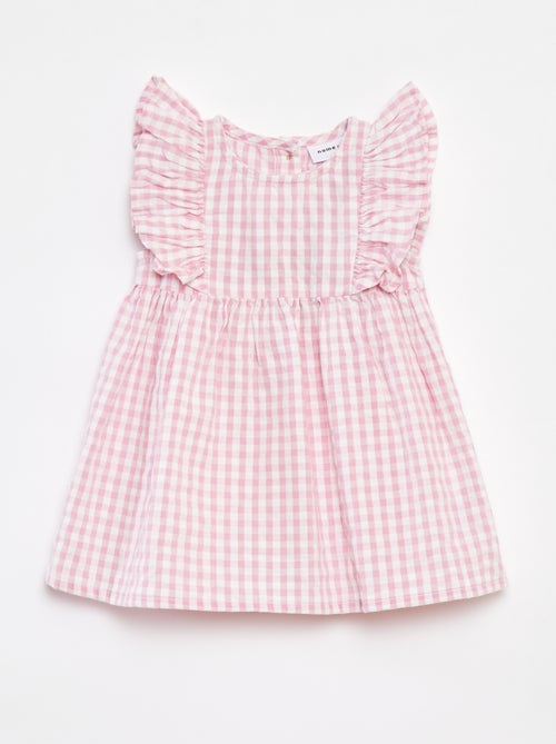 Vestido con volantes y estampado vichy 'Name It' - Kiabi