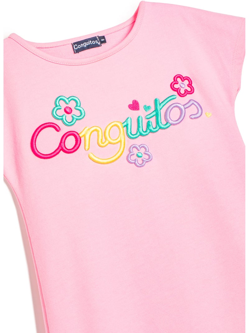 Vestido conguitos logo frontal vestido Rosa - Kiabi