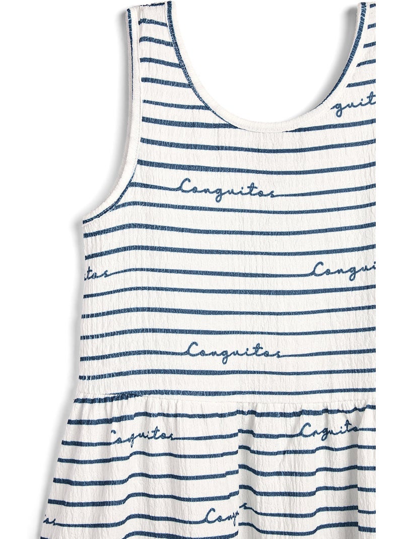 Vestido conguitos strips Azul marino - Kiabi