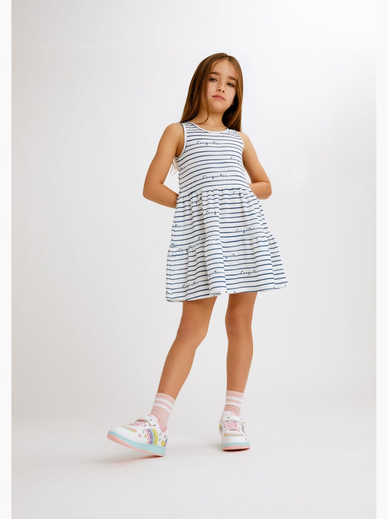 Vestido conguitos strips Azul marino - Kiabi