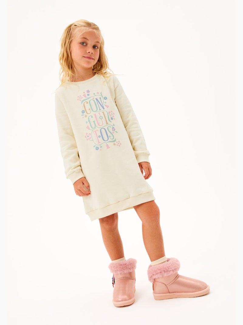 Vestido conguitos vestido floral Beige - Kiabi