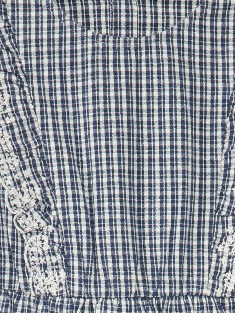 Vestido de tirantes finos estilo imperio con mangas adornadas con volantes Azul Océano Tallas Grandes