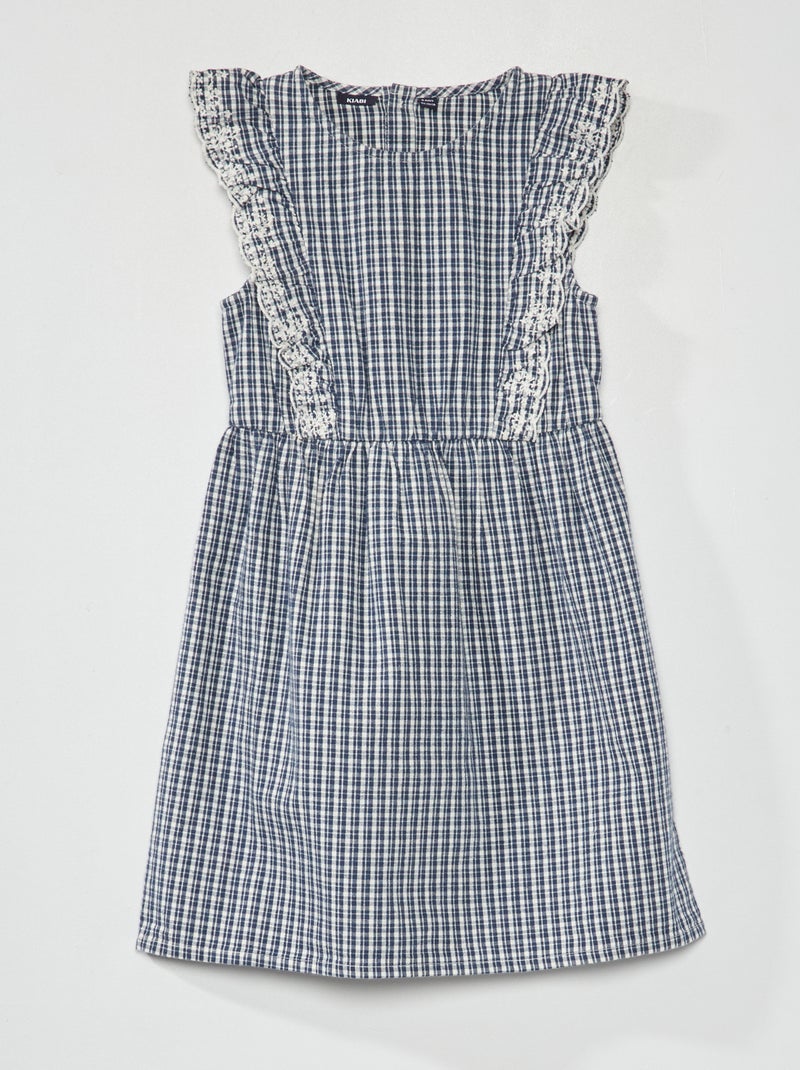 Vestido corola con volantes AZUL - Kiabi