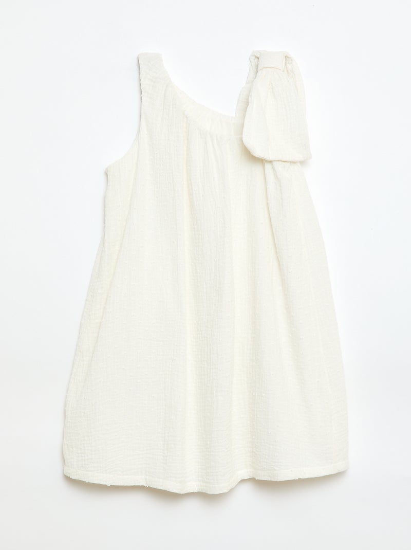 Vestido corola de tirantes liso Blanco - Kiabi