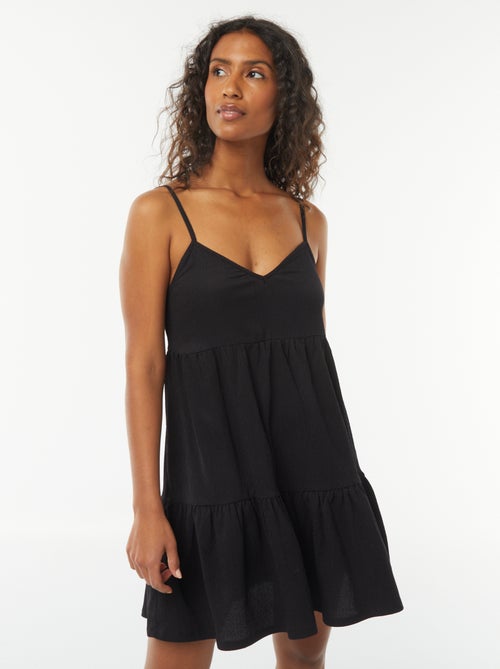 Vestido corto a capas con tirantes - Kiabi