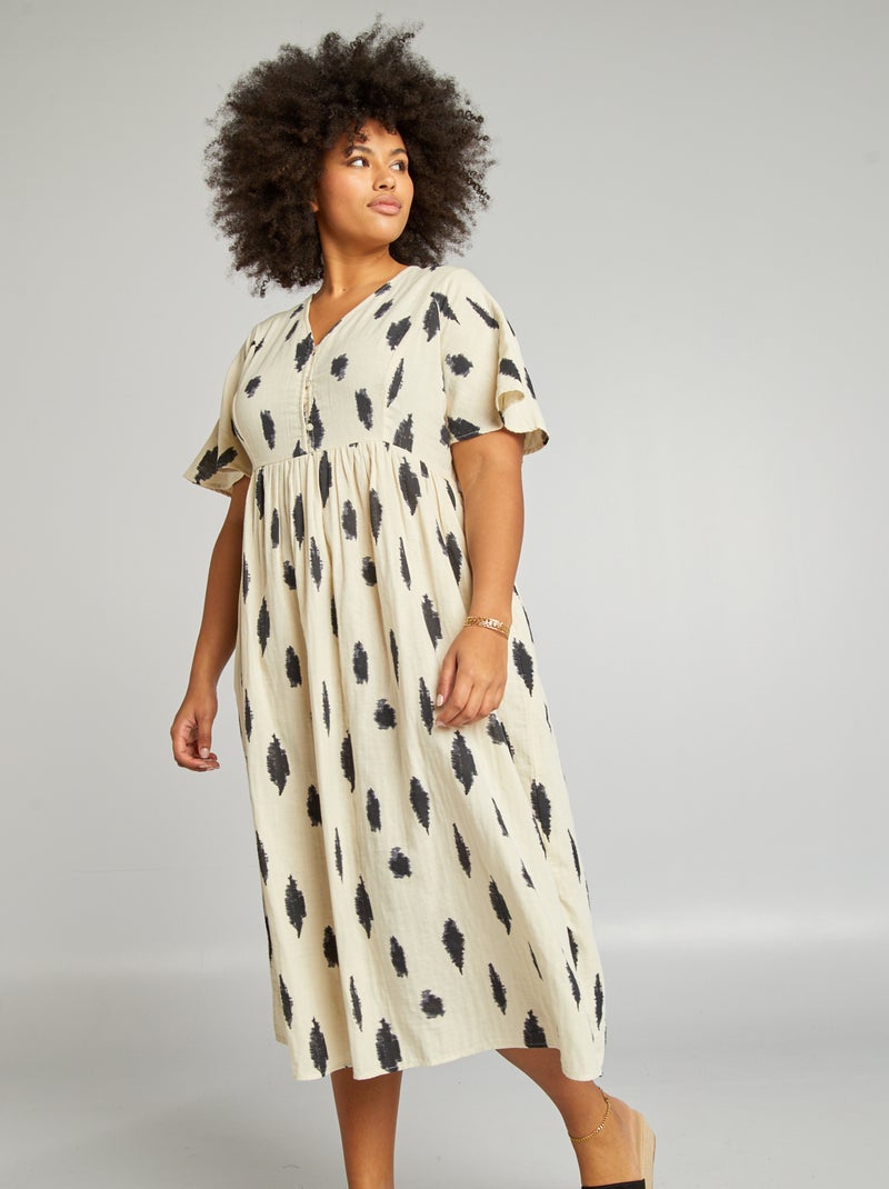 Vestido corto abotonado BLANCO - Kiabi