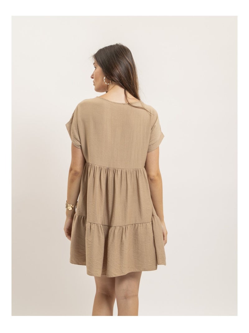 Vestido corto acampanado IPIANE Beige - Kiabi