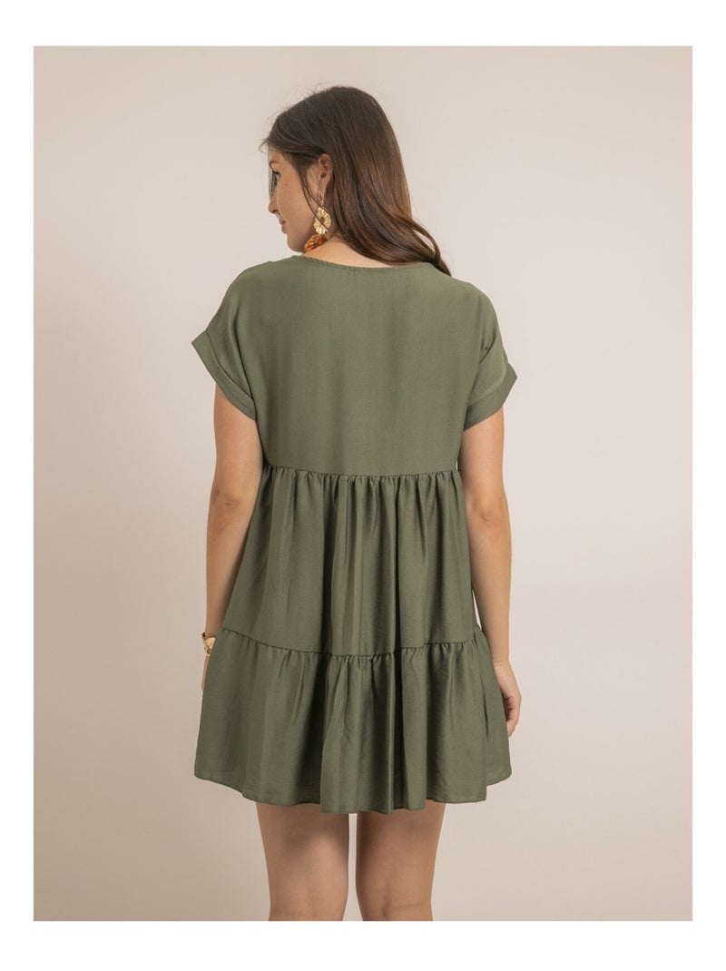 Vestido corto acampanado IPIANE Caqui - Kiabi