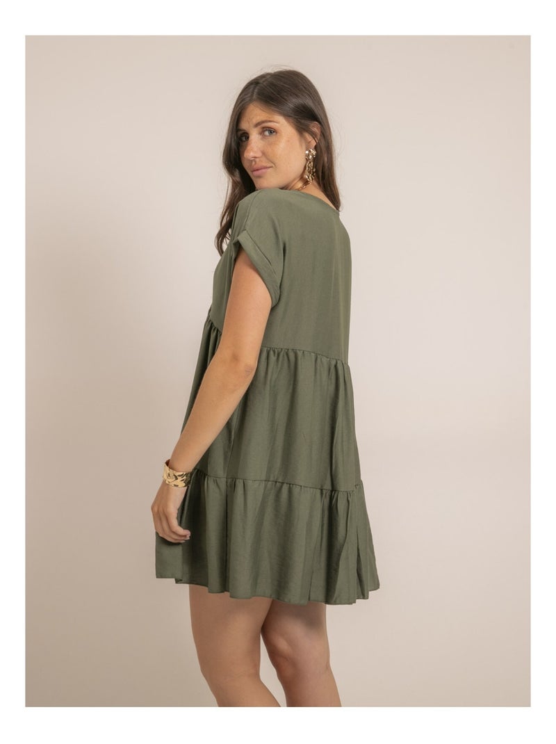 Vestido corto acampanado IPIANE Caqui - Kiabi