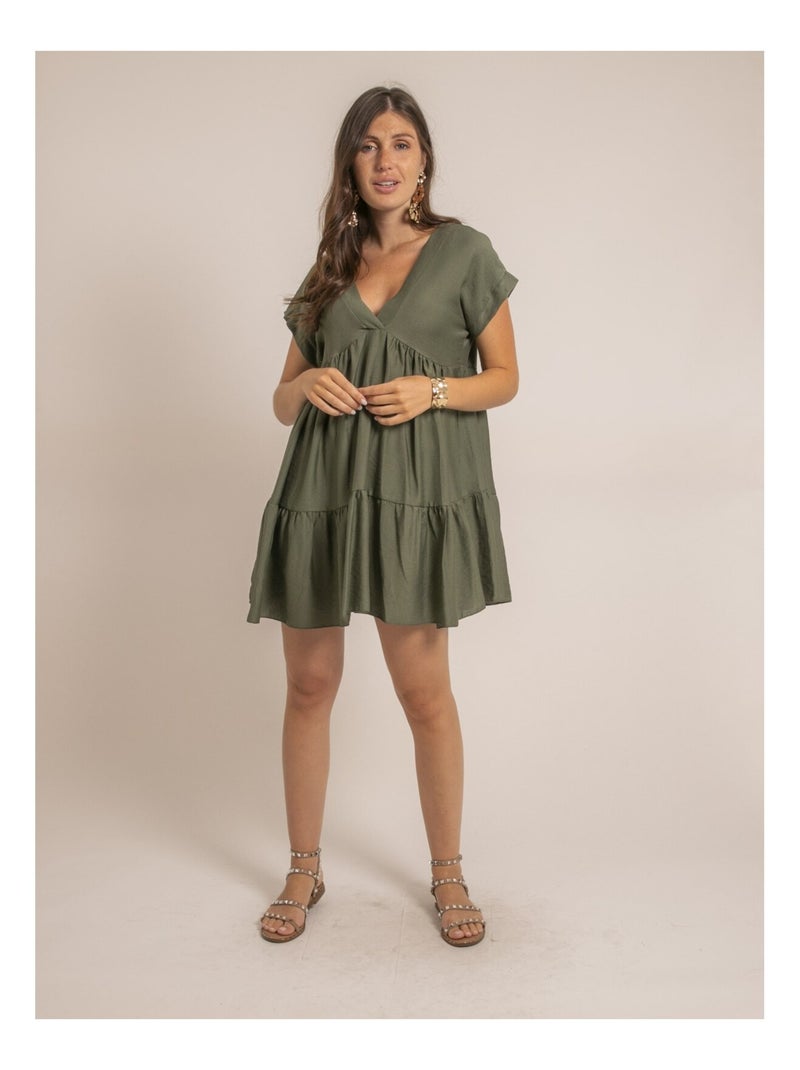 Vestido corto acampanado IPIANE Caqui - Kiabi