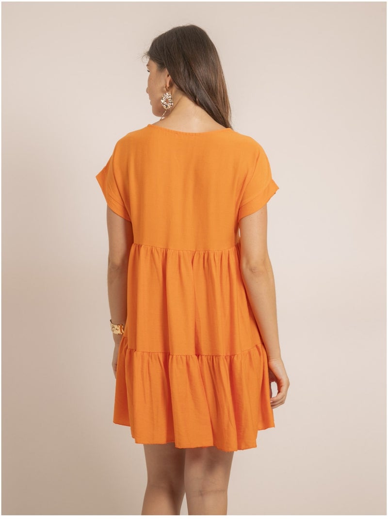 Vestido corto acampanado IPIANE Naranja - Kiabi