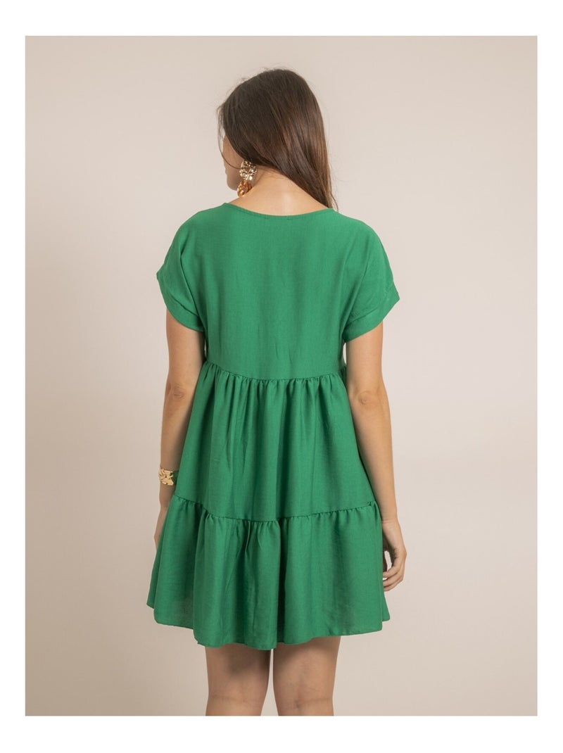 Vestido corto acampanado IPIANE Verde - Kiabi
