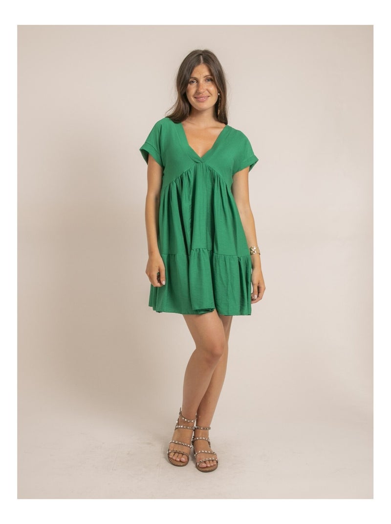 Vestido corto acampanado IPIANE Verde - Kiabi