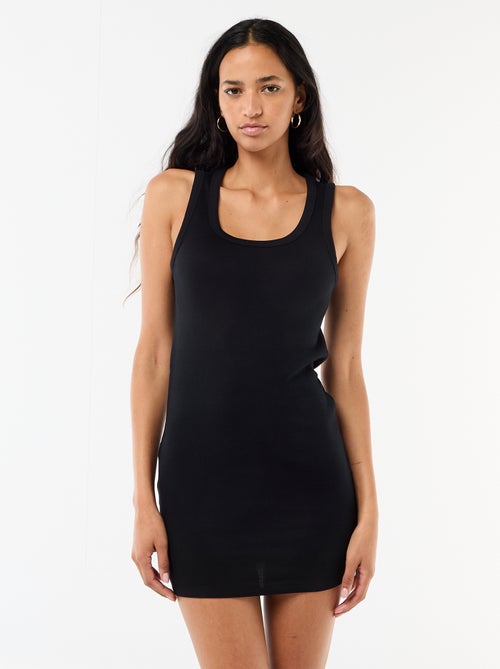 Vestido corto ajustado de tirantes - Kiabi