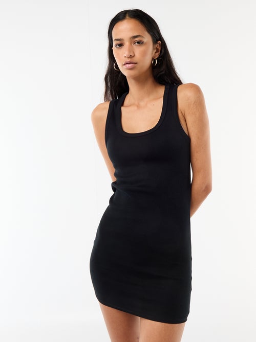 Vestido corto ajustado de tirantes - Kiabi