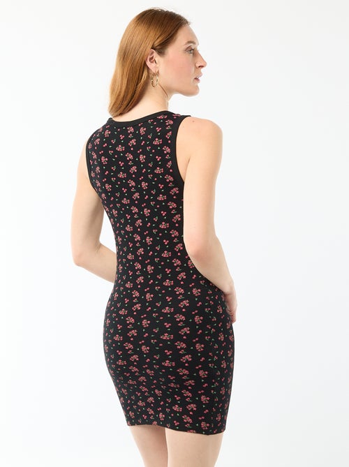 Vestido corto ajustado de tirantes - Kiabi