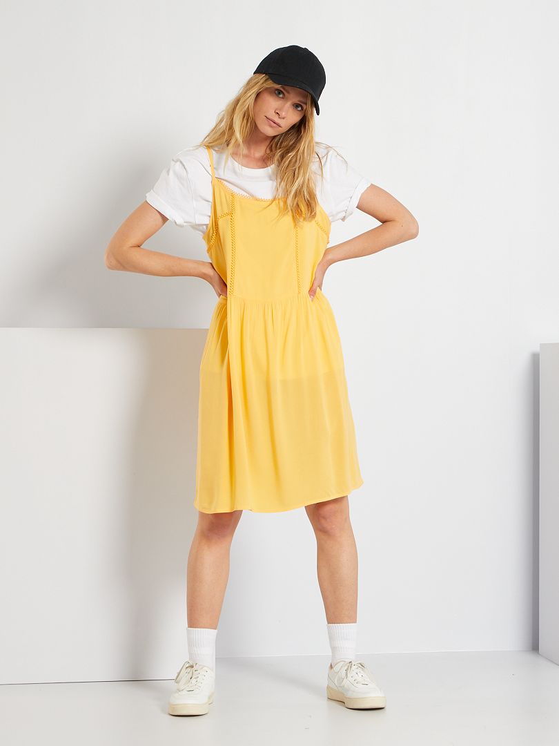 Vestido corto amarillo crema - Kiabi