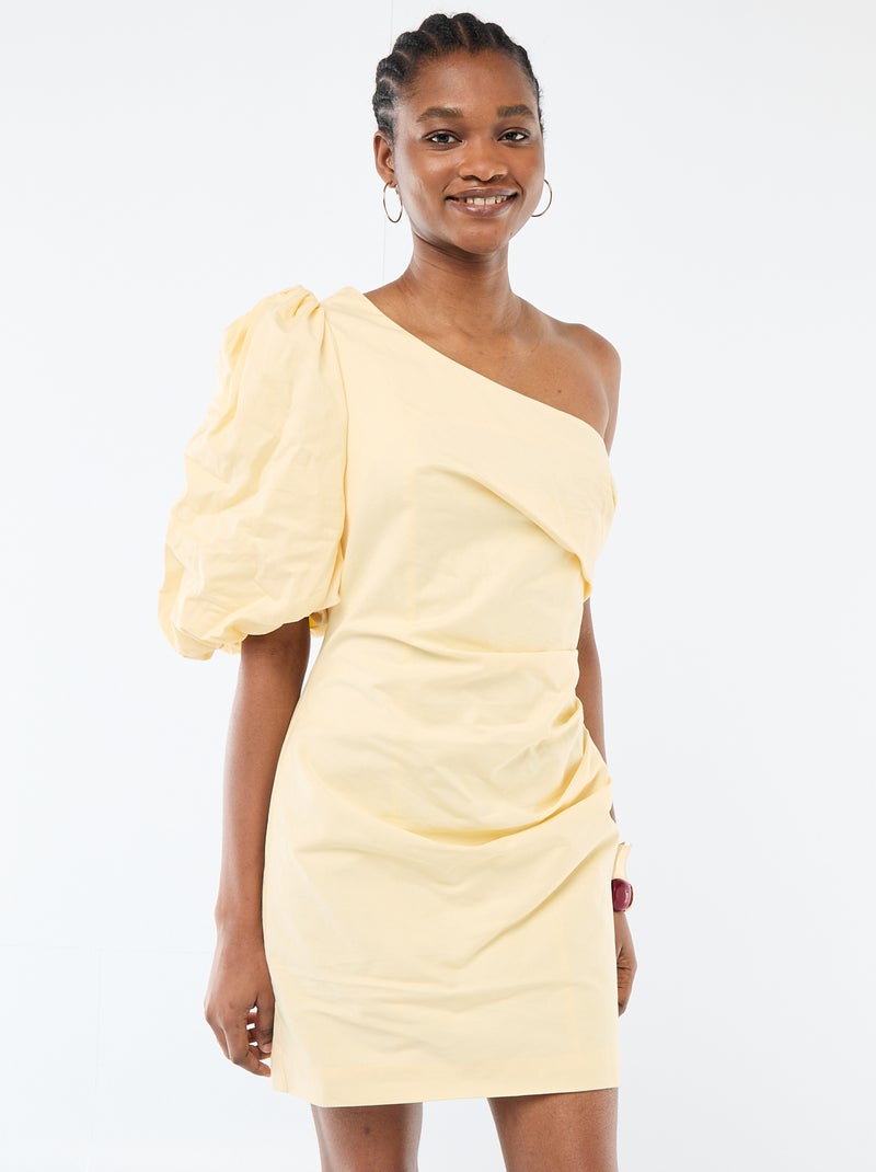 Vestido corto asimétrico Amarillo - Kiabi
