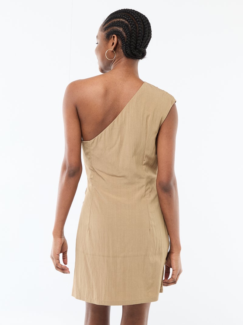 Vestido corto asimétrico con efecto drapeado Marron - Kiabi