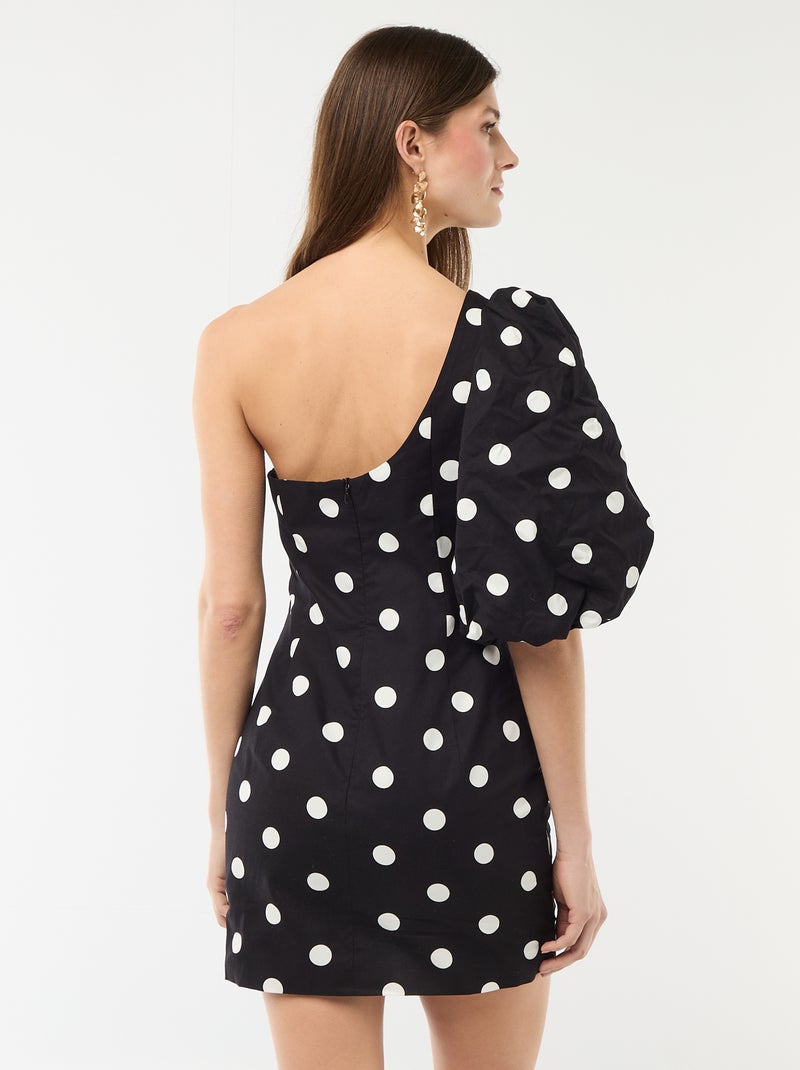 Vestido corto asimétrico Negro - Kiabi
