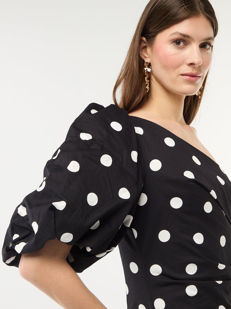 Vestido corto asimétrico Negro - Kiabi