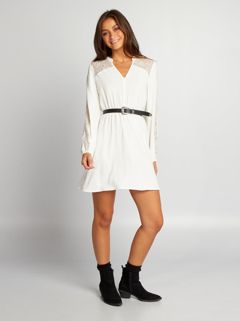 Vestido corto blanco nieve - Kiabi