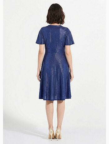 Vestido corto brillante con mangas mariposa - Afibel