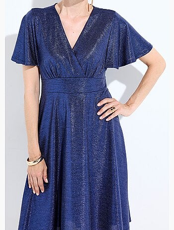 Vestido corto brillante con mangas mariposa - Afibel